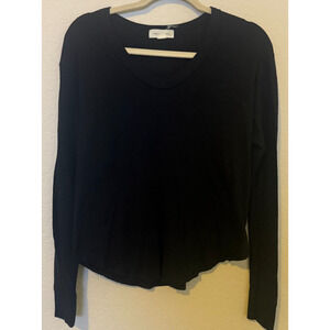 Treasure & Bond Black Ribbed Long Sleeve Scoop Neck Elena Gilbert Women's S